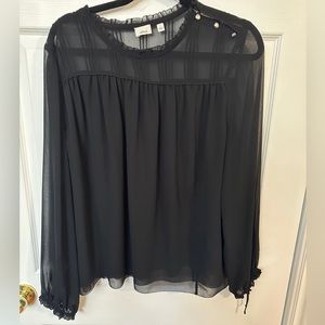 Aritzia Black Blouse with silver shoulder buttons size L